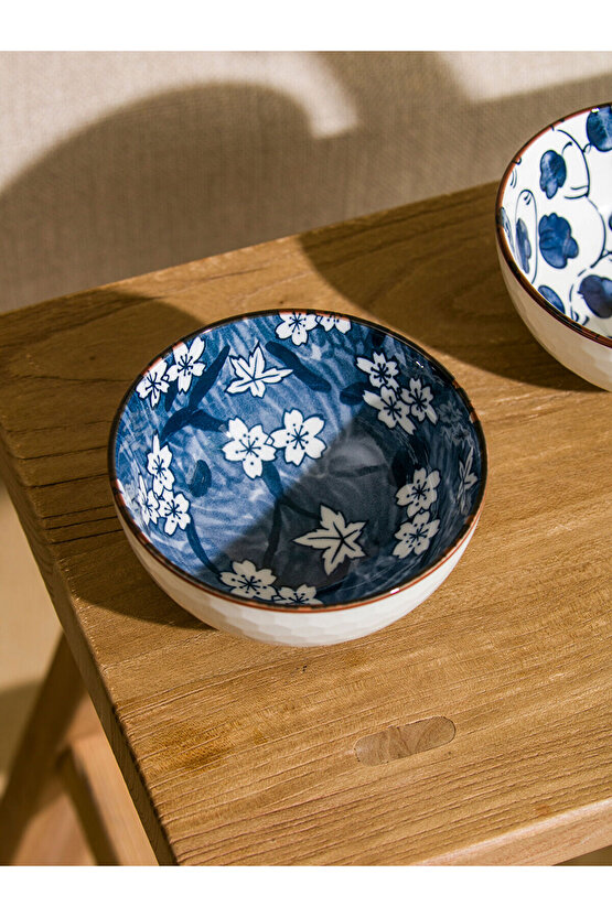 Mavi Çiçekli Seramik Kase 2li