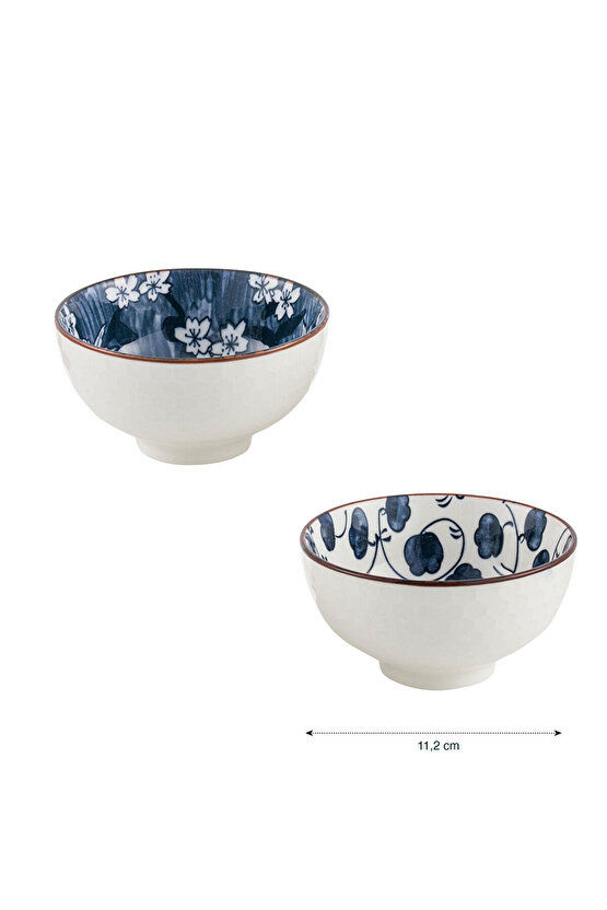 Mavi Çiçekli Seramik Kase 2li