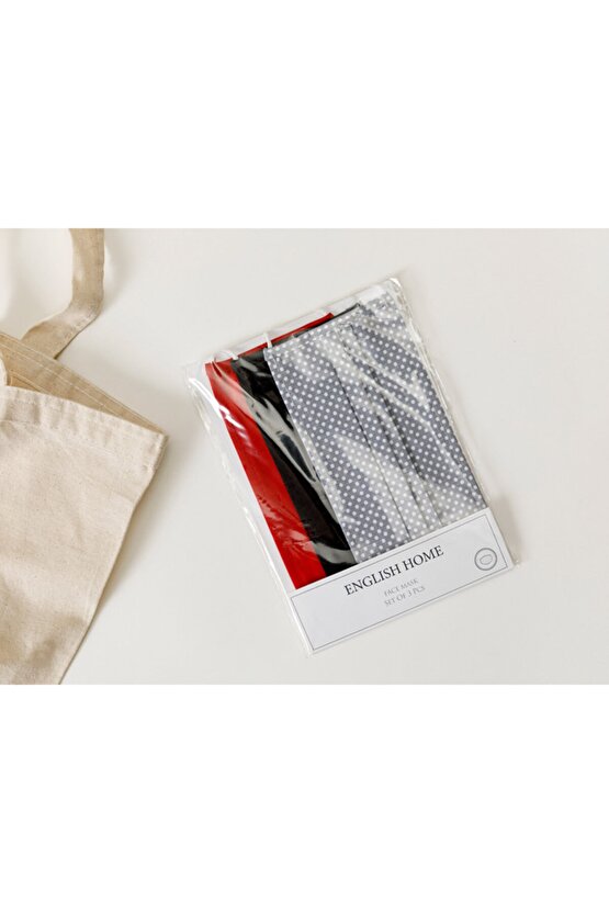 Dots Pamuk Maske 9,5x18 Cm Kırmızı-siyah