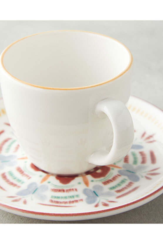 Elvina Bone Porselen 4 Parça 2 Kişilik Kahve Fincan Takımı 90 ml Renkli