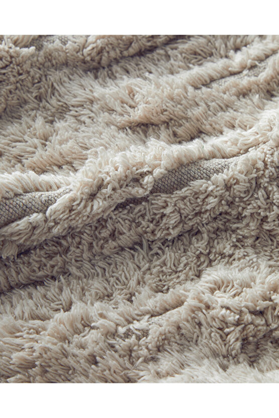 Tassel Check Pamuklu Püsküllü Banyo Paspası Bej