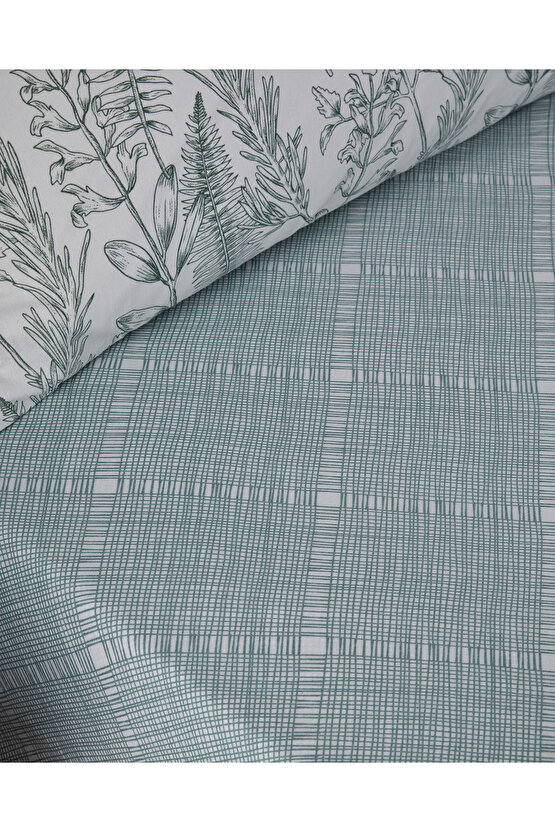 Botanical Spring Kolay Ütülenir Çift Kişilik Nevresim Takımı 200x220 cm Yeşil