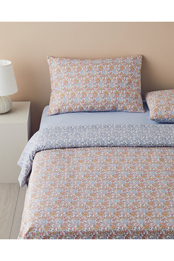 Crispy Bouquets Çift Taraflı Kolay Ütülenir Tek Kişilik Nevresim Takımı 160x220 cm Turuncu