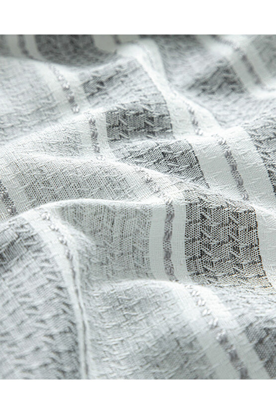 Grand Shiny Ipliği Boyalı Tek Kişilik Nevresim Takımı Gümüş