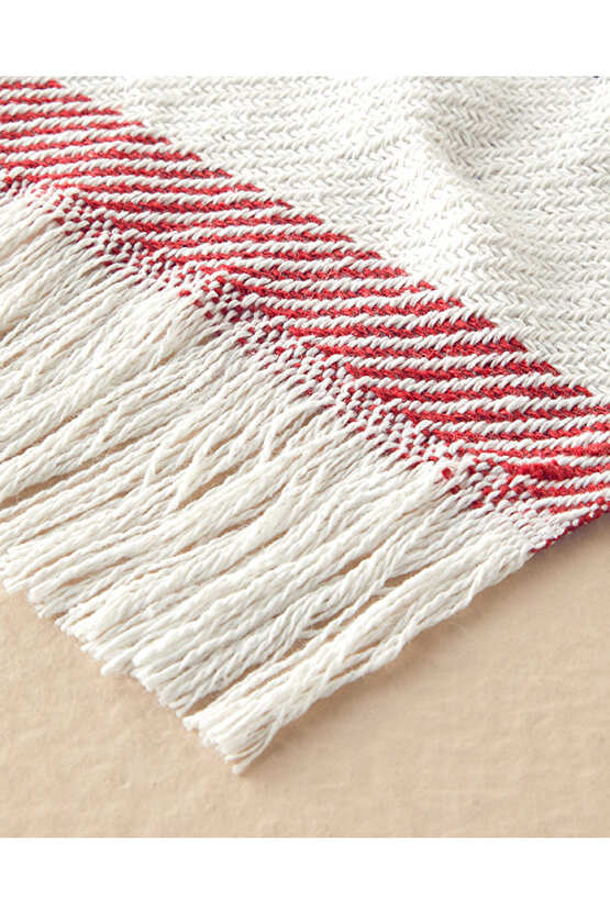 Calista Koltuk Şalı Gri - Kırmızı