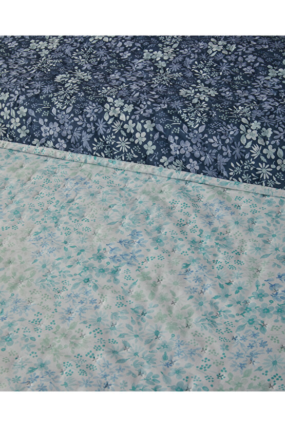 Floral Harmony Tek Kişilik Çok Amaçlı Örtü Açık Mavi