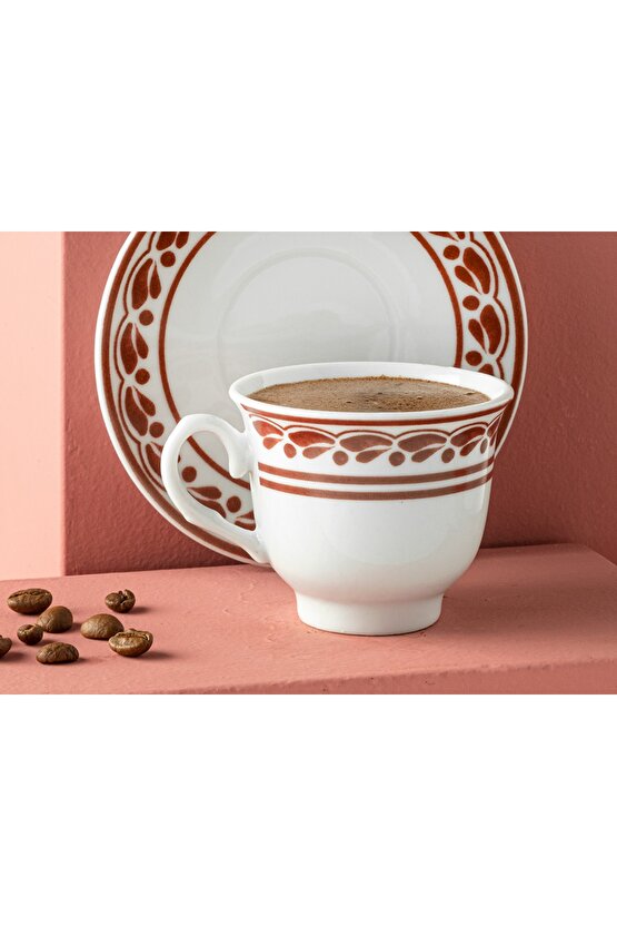 Axis Porselen 4 Parça 2 Kişilik Kahve Fıncan Takımı 80 Ml Bordo