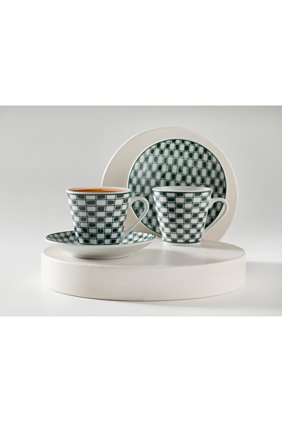 4 Parça 2 Kişilik Kahve Fincan Takımı 80 Ml Yeşil