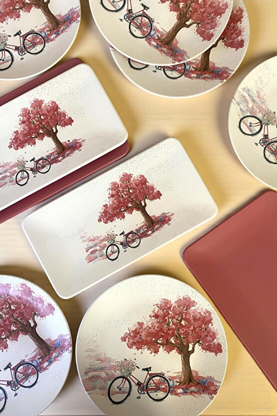 10 Parça 6 Kişilik Bicycle Servis ve Sunum Seti  Kahvaltılık Sunum Seti Tabağı