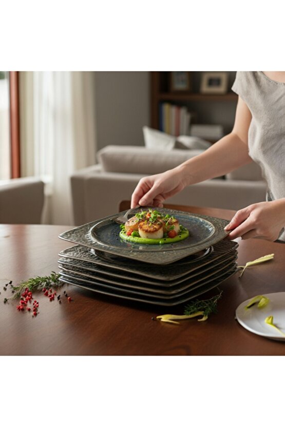 Livelli Maar 25 cm Porselen Kare Servis Tabağı 6 Adet