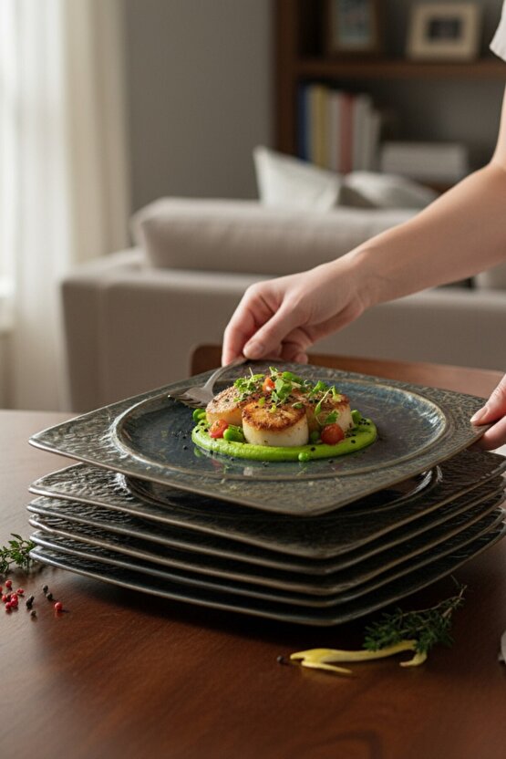 Livelli Maar 25 cm Porselen Kare Servis Tabağı 6 Adet