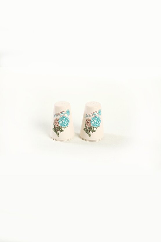 Turkuaz Gül Tuzluk 8 Cm 2 Parça