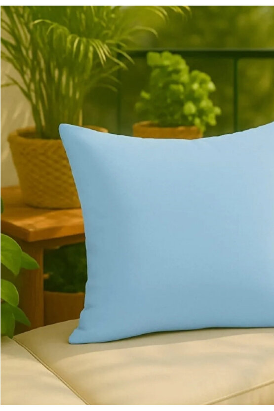 Duck Keten 43X43 Kırlent Kılıfı 2Li BEBE MAVİSİ RENGİ Fermuarlı EVTEX