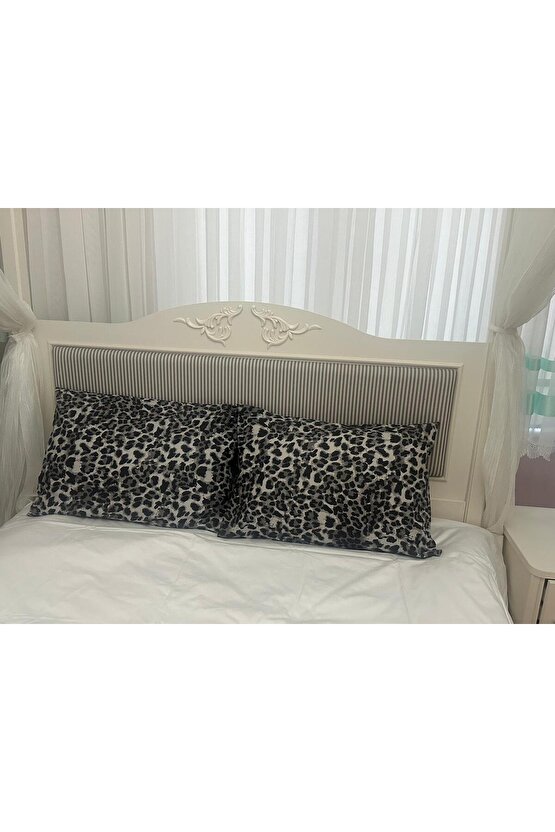 %100 Cotton (PAMUK) 2 Adet Leopar 50x70 Cm Yastık Kılıfı Pillow Case