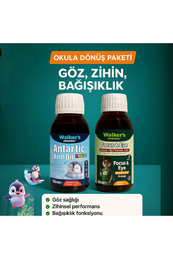 Kids Okula Dönüş Paketi – Krill Oil Omega-3 + Focus Eye | Göz, Zihin, Bağışıklık