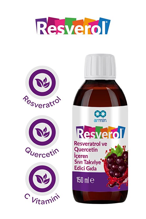 Resveratrol, Quercetin Ve C Vitamini Içeren Sıvı Takviye Edici Gıda 150 ml