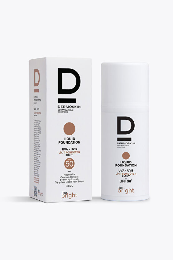 Be Bright Likit Fondöten Light SPF50+ | UVA&UVB Güneş Koruyucu | Yüksek Kapatıcı Fondöten | 33 ml