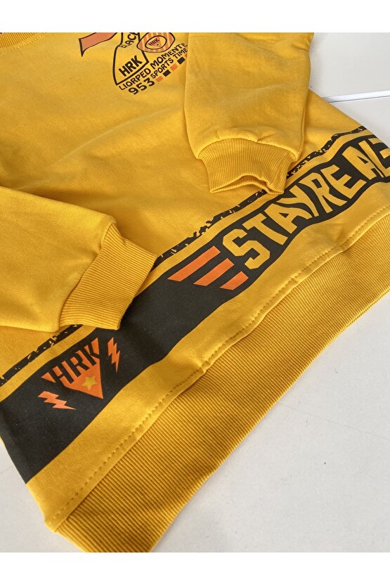 Baskılı Bilekleri Ve Boyun Kısmı Lastikli Sweat