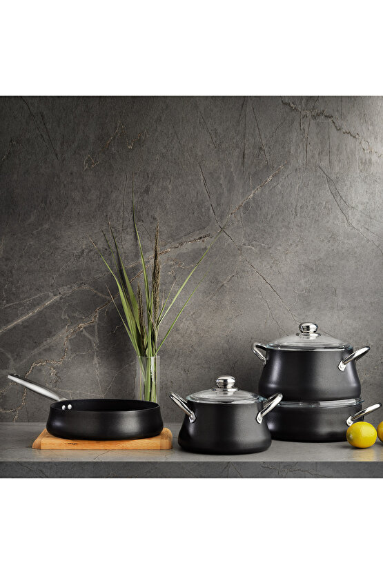 Ottawa Tencere Seti 7 Parça-Siyah