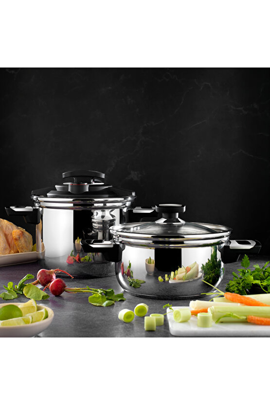 İn-Safe 2 li Düdüklü Tencere Seti 4 Parça-Siyah