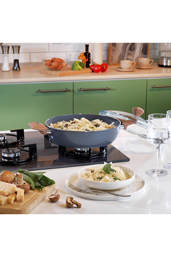 Fiesta Seramik Basık Tencere 24 Cm-Siyah