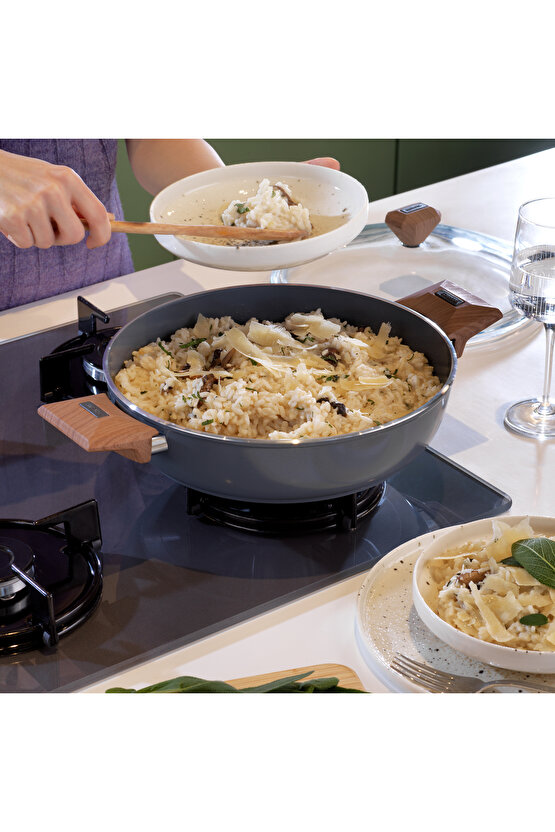 Fiesta Seramik Basık Tencere 24 Cm-Siyah