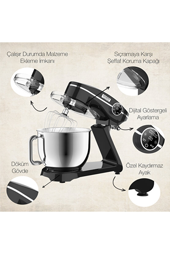 NeoCast Dijital Döküm Stand Mikser 6 L-Siyah
