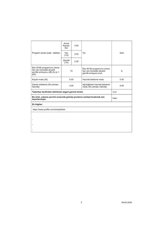 CGA25202TR A Enerji Sınıfı 10 kg 1200 Devir Çamaşır Makinesi