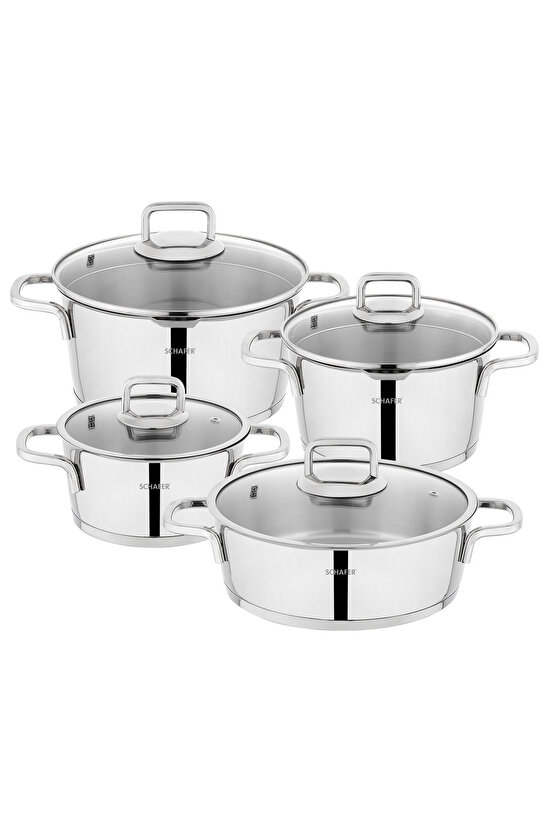 New Stahl Çelik Tencere Seti 8 Parça-Inox