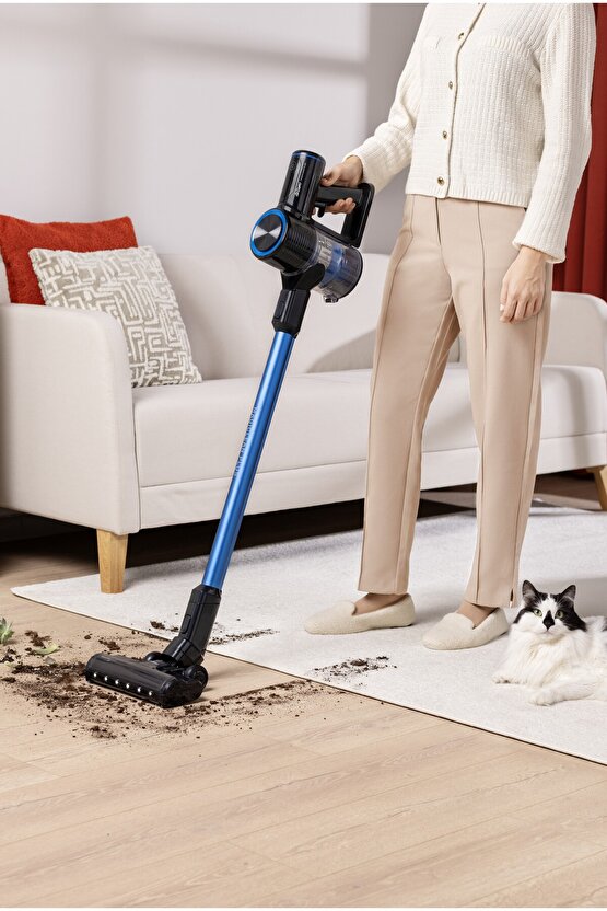 Magiclean Plus Dikey Şarjlı Süpürge BLDC Motor 300W Mavi - AR4207-M