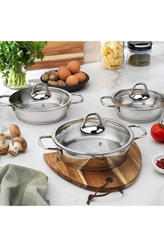 Eva Çelik Sahan Seti 6 Parça-Inox