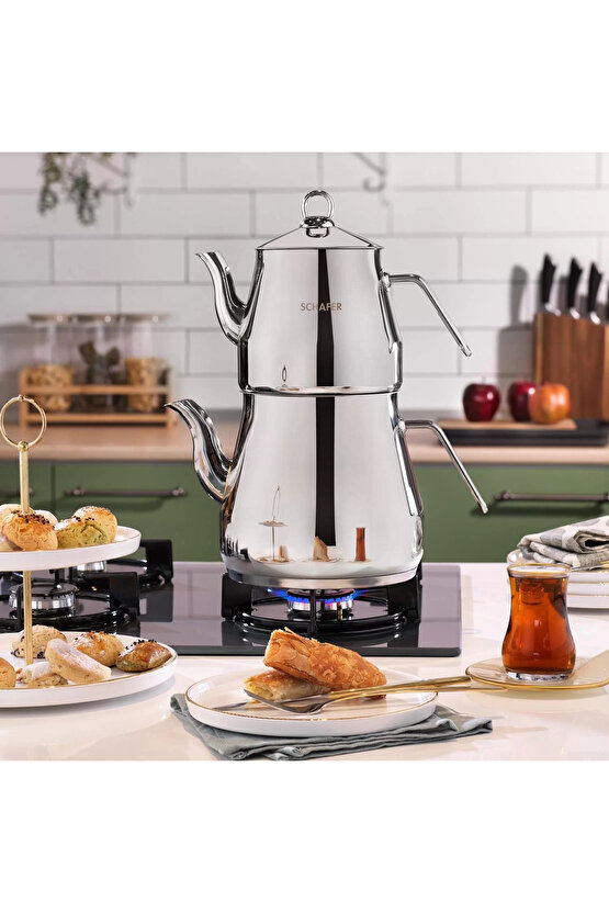 Prochef Dev Çaydanlık Takımı 4 Parça Gümüş