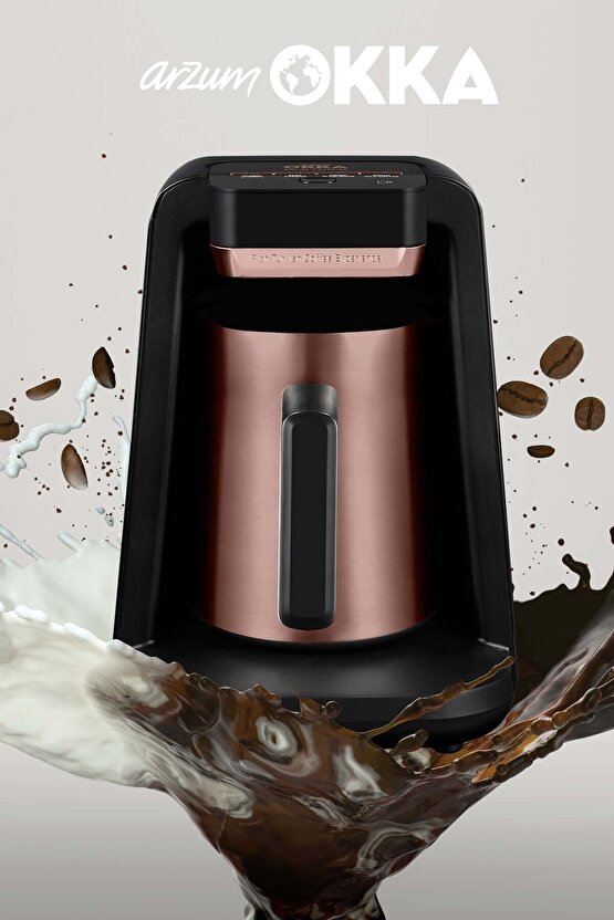 Okka Rich Spin M Çelik Cezveli Sütlü Türk Kahve Makinesi 5 Fincan Kapasiteli Bakır - OK0012OK0018