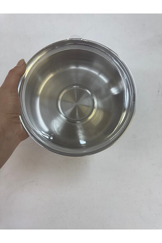 Paslanmaz Çelik Saklama Kabı Mika Kapaklı 20 Cm