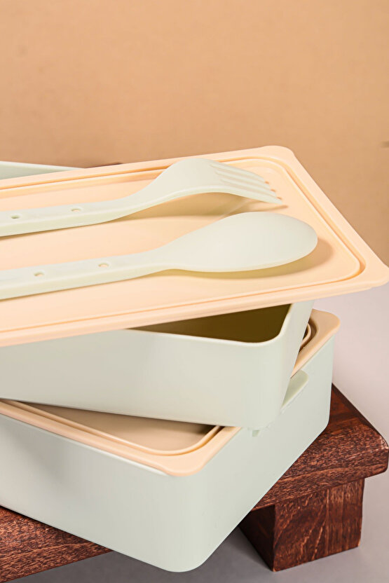 2 Katlı Sızdırmaz Soft Beslenme Saklama Kabı - Mikrodalgaya Uygun Öğle Yemeği Kabı