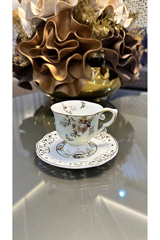 Kosova Marka Renk Güllü Kahve Fincan Takımı Seti