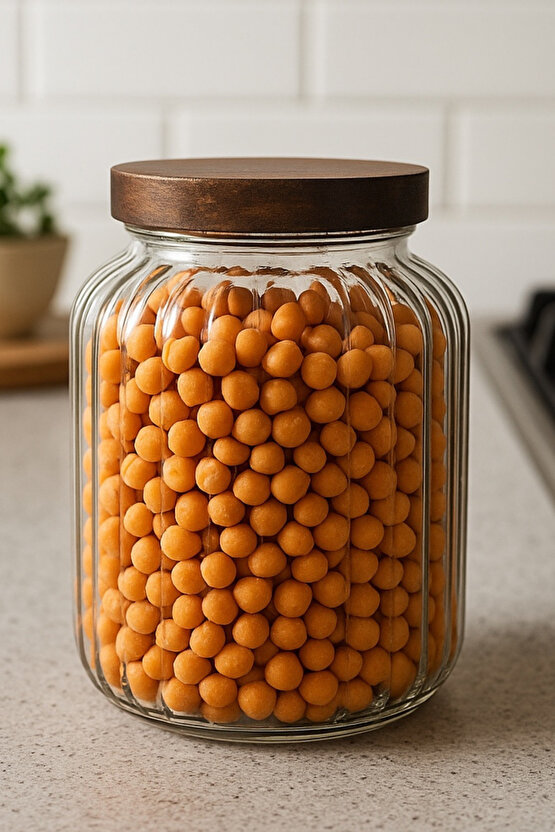 1.2 Litre Akasya Kapaklı Cam Kavanoz – Cam Saklama Kabı, Baharat, Kahve, Bakliyat Kavanozu