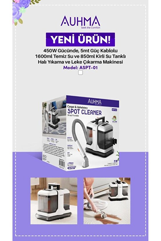 Çift Hazneli Çok Amaçlı Koltuk ve Halı Yıkama Makinesi Beyaz Aspt-01