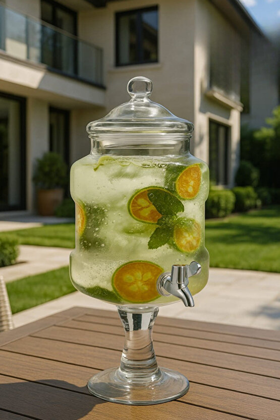5.5 Litre Ayaklı Cam Sebil – Musluklu İçecek Dispenseri | Limonata, Detoks, Aromalı Su Sunumluk