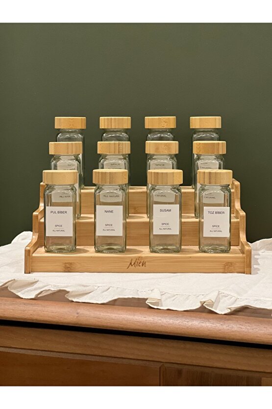 12li Bambu Kapak Modern Baharatlık TakımıMerdiven Stant