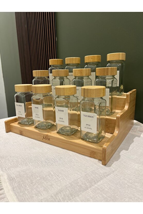 12li Bambu Kapak Modern Baharatlık TakımıMerdiven Stant