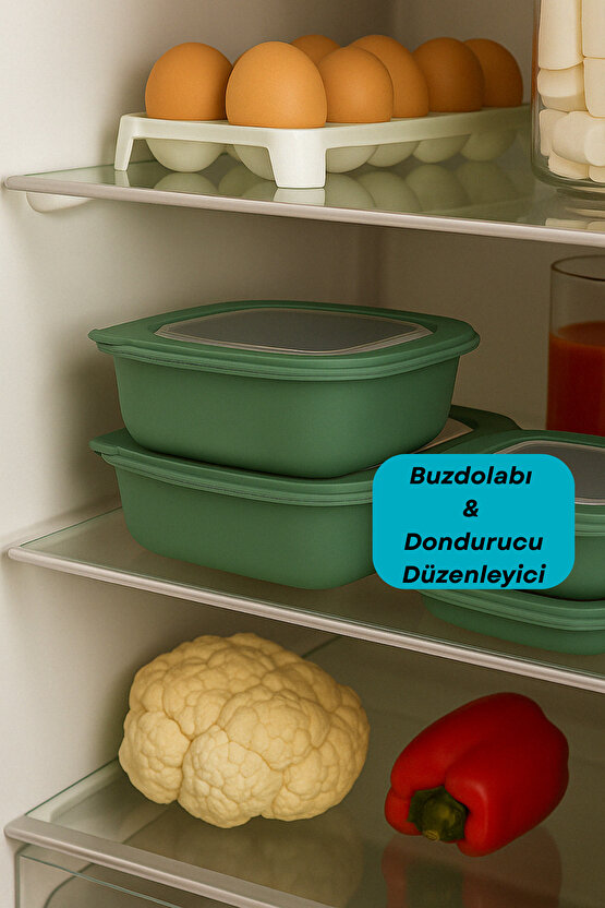 3lü Renkli Kilitli Kapaklı Saklama Kabı Difrize Mikrodalga ve Buzdolabı Uyumlu Düzenleyici Elegant
