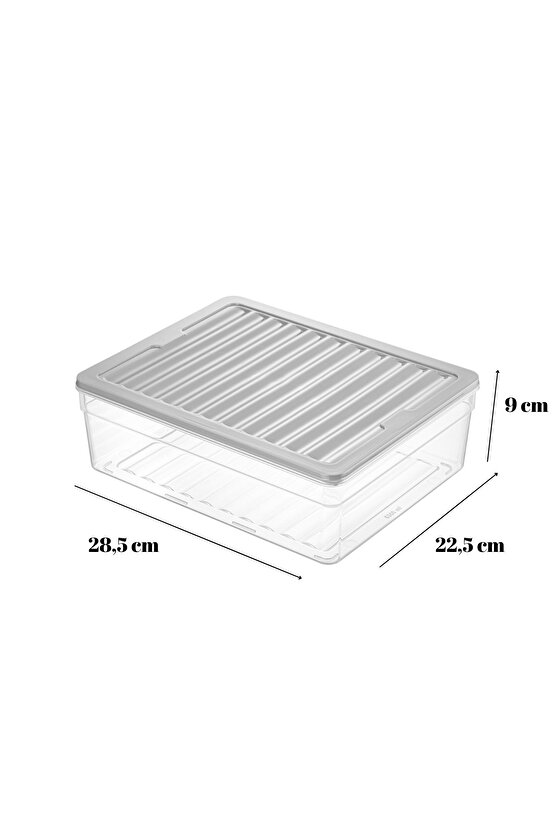4 Parça Saklama Kabı Mikrodalga Uyumlu Buzdolabı Düzenleyici Saklama Kabı 4x5300 ML Antrasit
