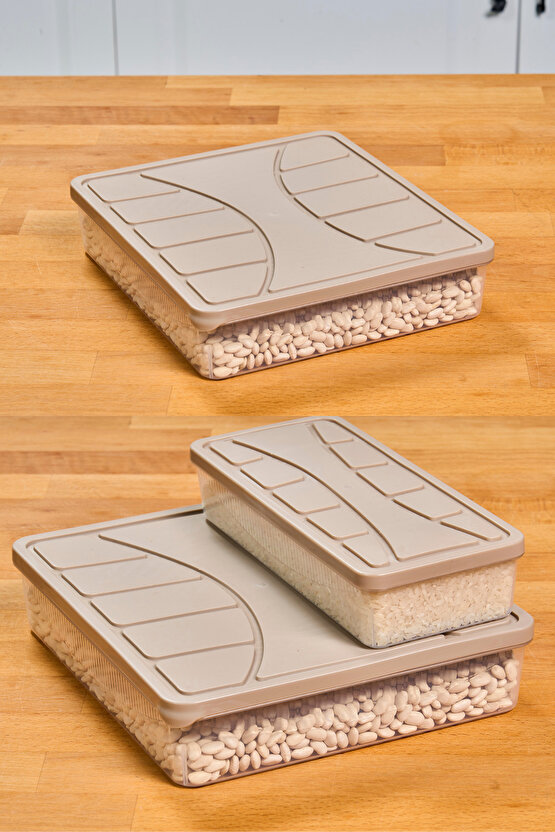 3 Adet 6 Parça Mikrodalga ve Difrize Uygun Saklama Kabı 1x3000 ml 2x1100 ml Fresh Box