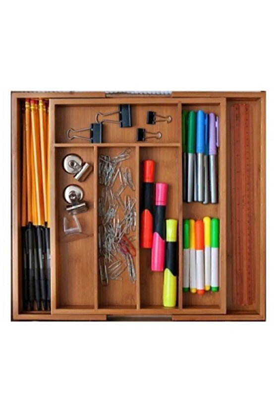 Bambu Ayarlanabilir Çekmece Içi Ölçü Ayarlı Kaşıklık 5-7 Bölmeli