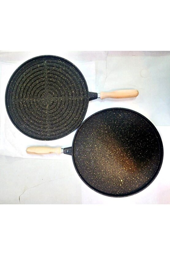 Çift Taraflı Döküm Bazlama Gözleme Tavası 36 Cm 1 Cm Derinlik