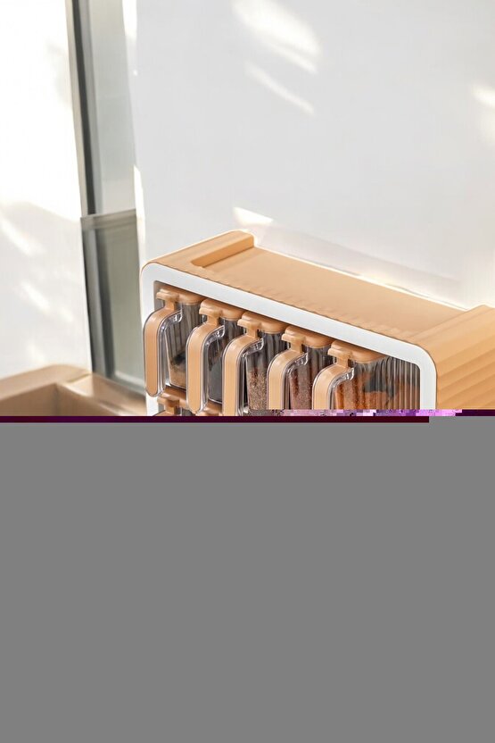 12li Standlı Kendinden Yapışkanlı Kapaklı Kaşıklı Baharatlık Takımı Ve 4lü Şeffaf Kapaklı Banyo Seti