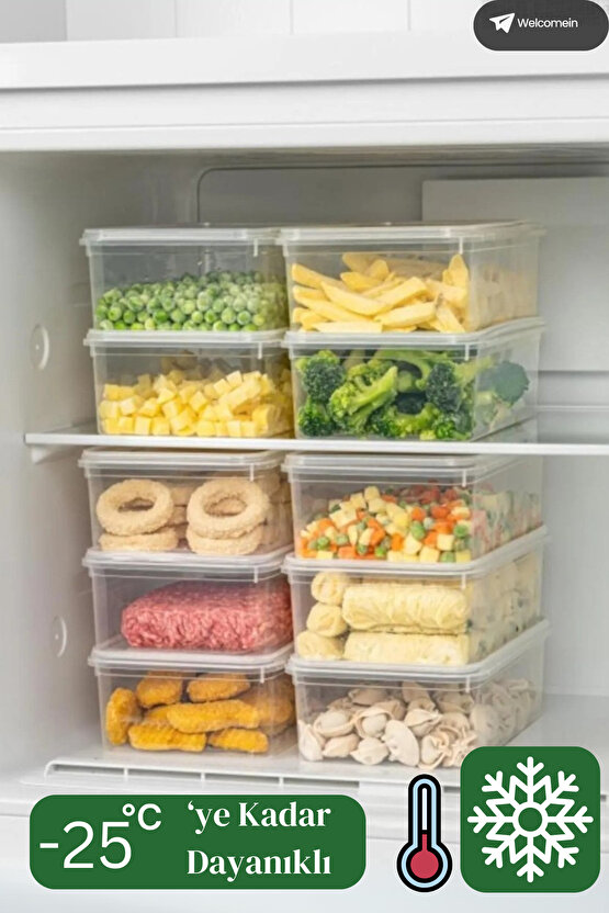 10 Adet 1 Litre Kendinden Kapaklı Derin Dondurucuya Uygun Saklama Kabı Düzenleyici  (1000 Ml)