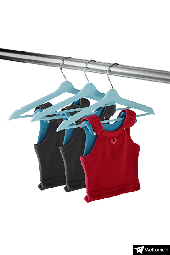 12li Ahşap Görünümlü Kaymaz Çentikli Bebek Ve Çocuk Askı, Sevimli Kıyafet Ve Elbise Askısı 12 Adet