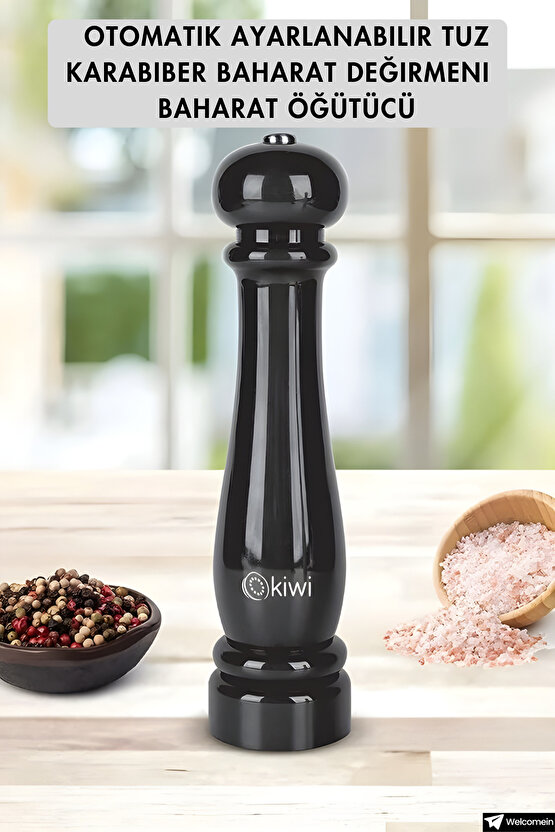 Pilli Seramik Otomatik Ayarlanabilir Tuz Karabiber Değirmeni Kuru Baharat Öğütücü (HEDİYELİK)